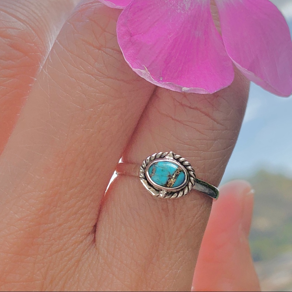 Boho Turquoise Minimalist Ring Sterling Silver